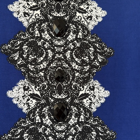 Bianca Nygard Blue Lace Accent Embellished Mini Dress/Tunic size L. - Picture 4 of 6